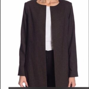 Brown marled tweed knit topper jacket